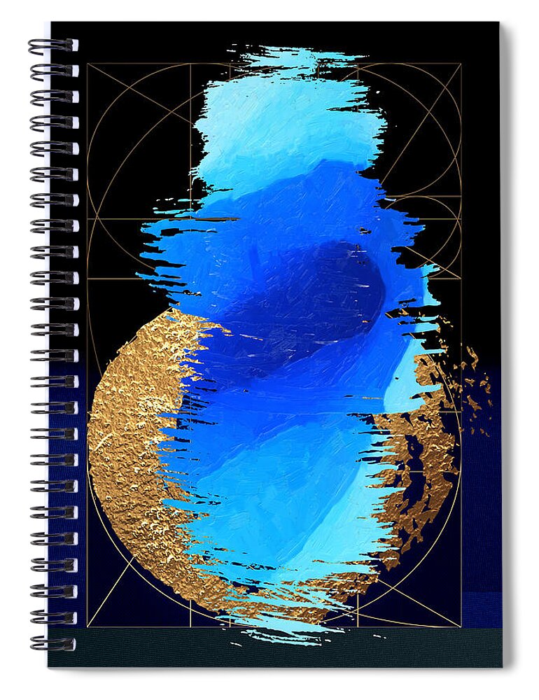 'aqua Gold' Collection By Serge Averbukh Spiral Notebook featuring the digital art Aqua Gold No. 2 by Serge Averbukh
