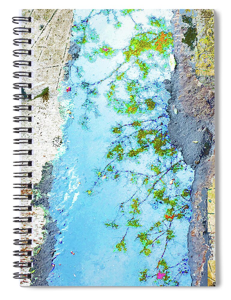 Water Spiral Notebook featuring the mixed media Aqua Metallic Clear by Tony Rubino