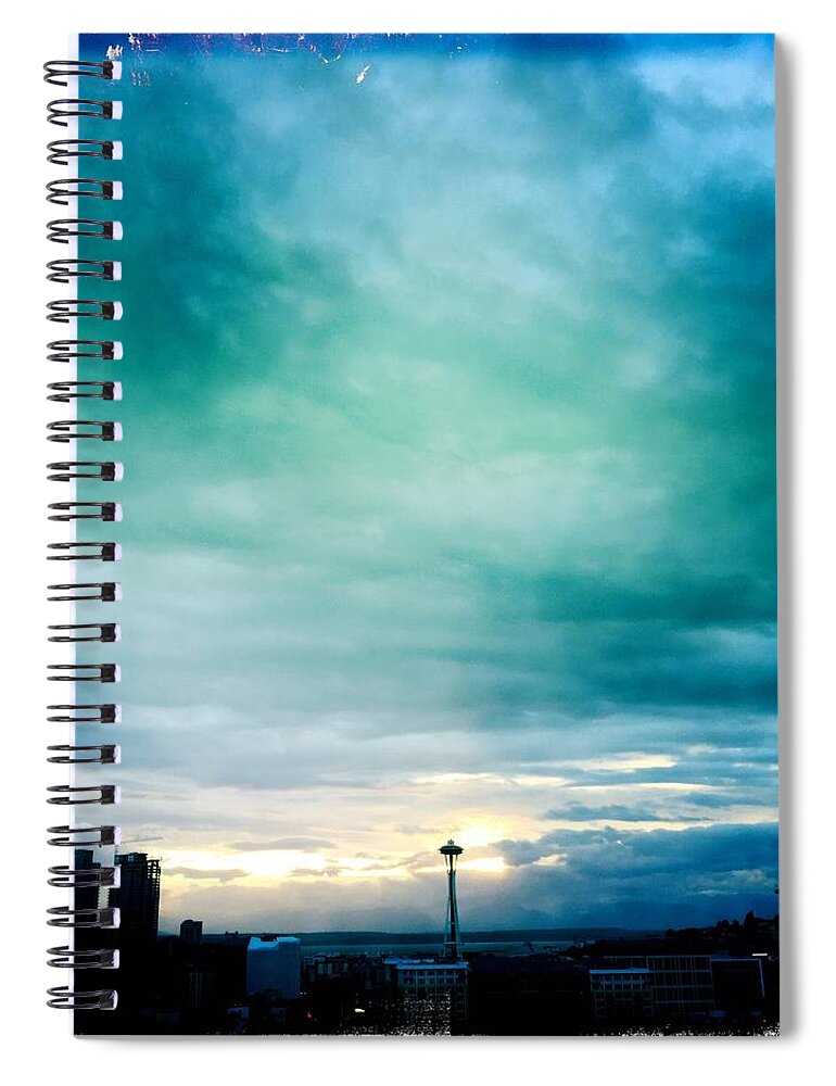 Aqua Spiral Notebook featuring the photograph Aqua Needle by Suzanne Lorenz