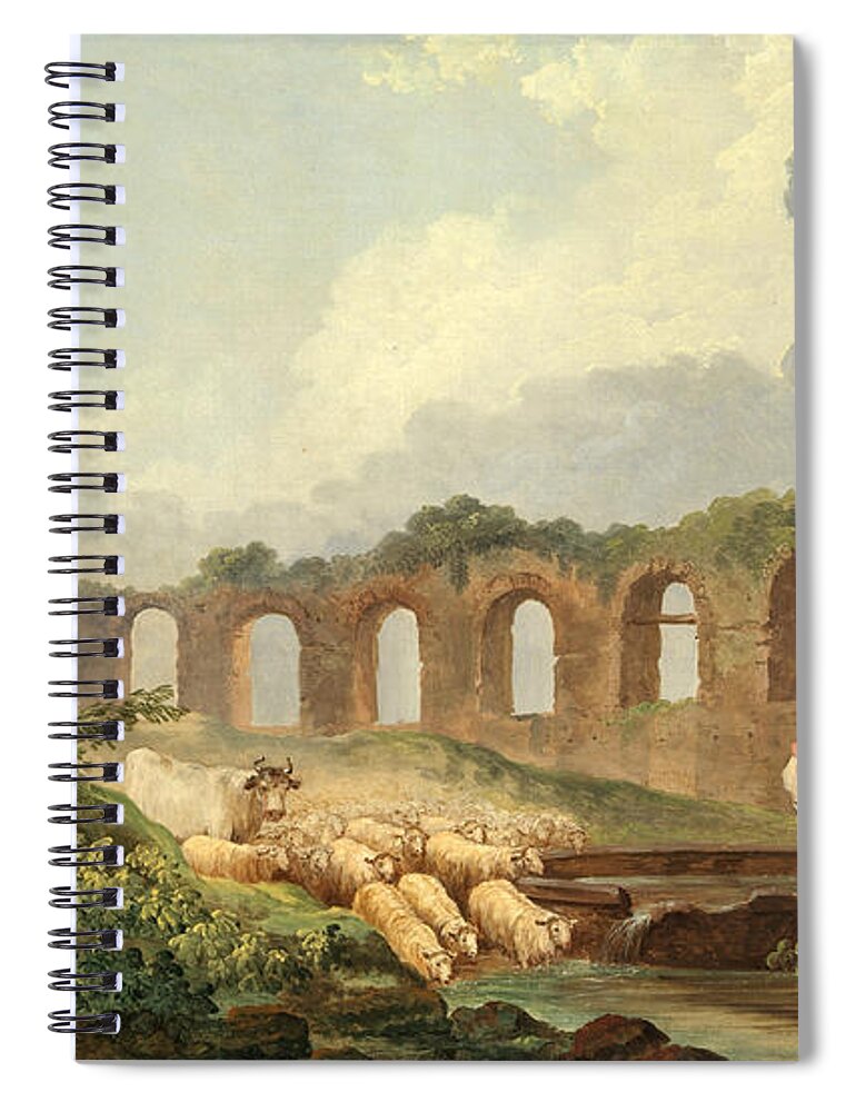 Hubert Robert Spiral Notebook featuring the painting Aqueduct in Ruins by Hubert Robert