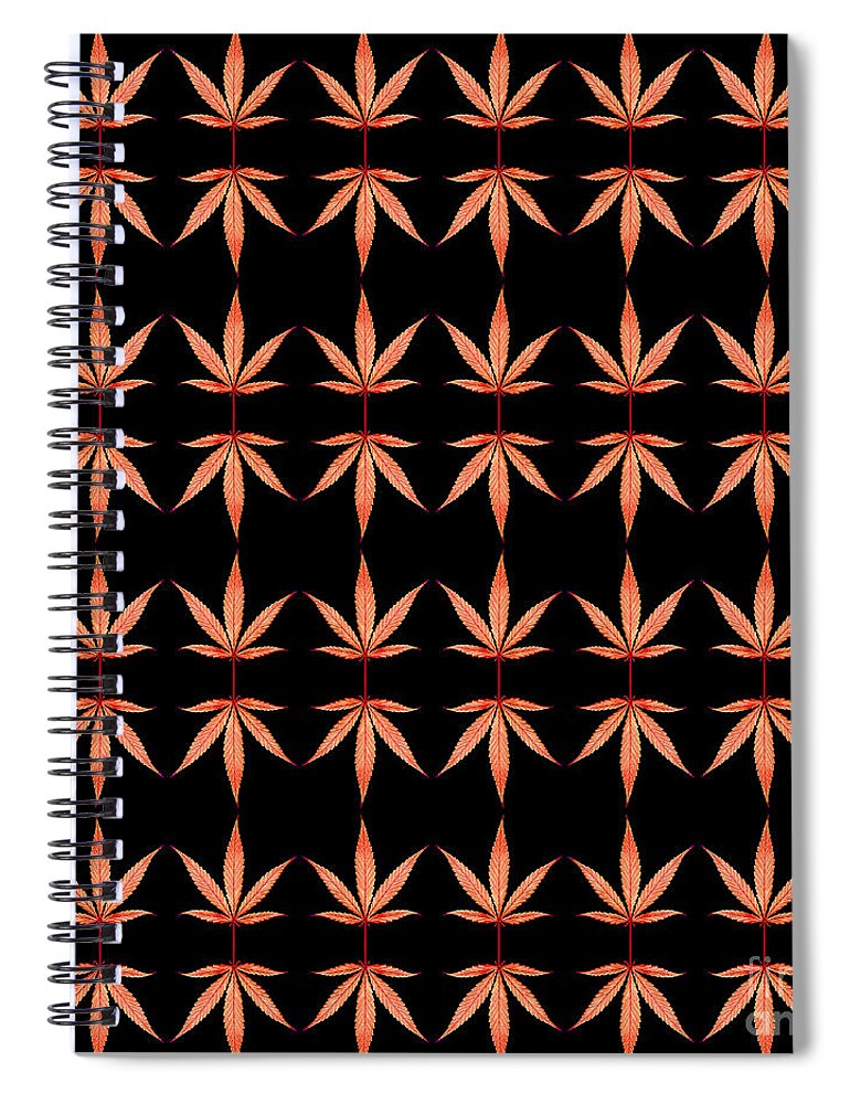 Arabesque Spiral Notebook featuring the photograph Arabesque Leaf Red On Black by Marc Nader