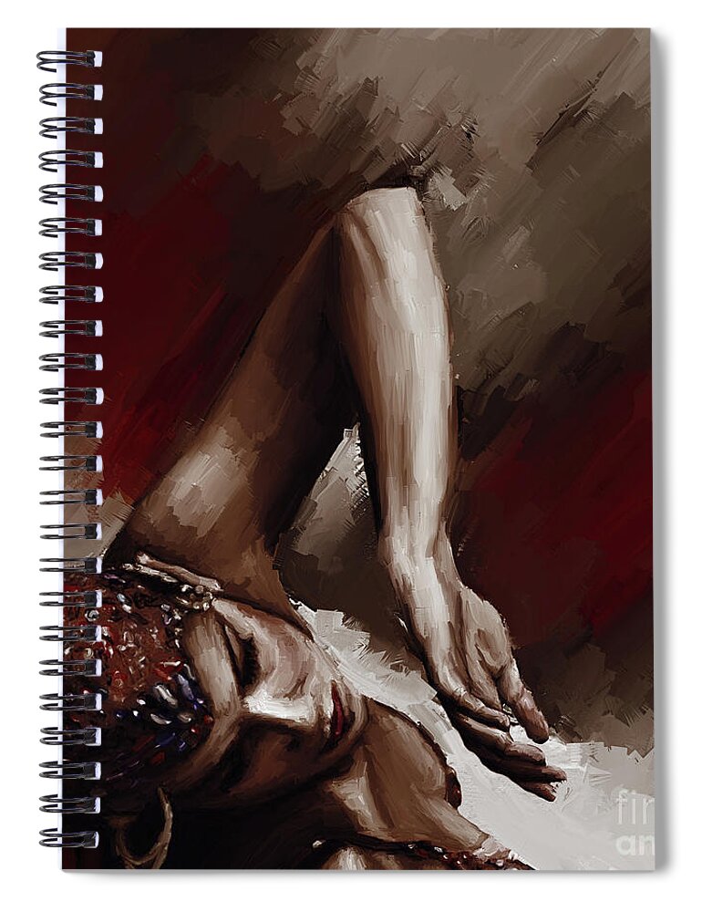 Arabianbelly Dance Spiral Notebook featuring the painting Arabian Female dance 021 by Gull G