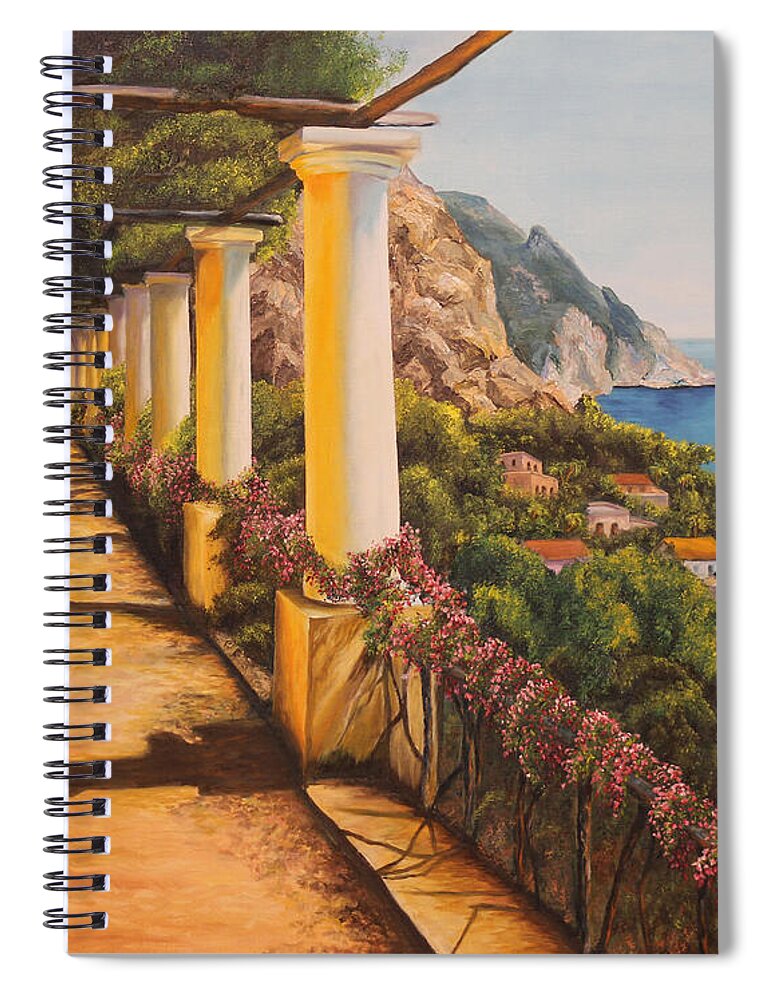 Italy Paintings Spiral Notebook featuring the painting Arbor Walk in Capri by Charlotte Blanchard