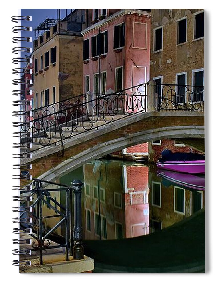 Venice Spiral Notebook featuring the photograph Arch Bridge in Venice by Frozen in Time Fine Art Photography