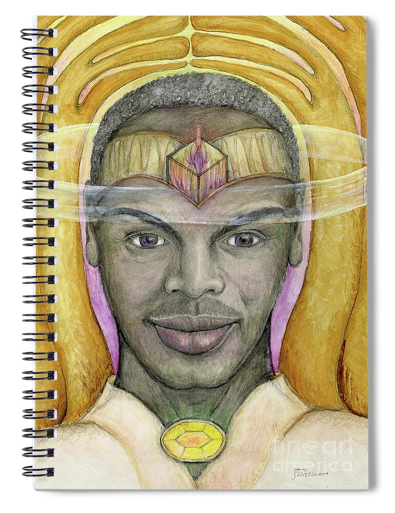Angel Spiral Notebook featuring the painting Archangel Raphael by Jo Thomas Blaine