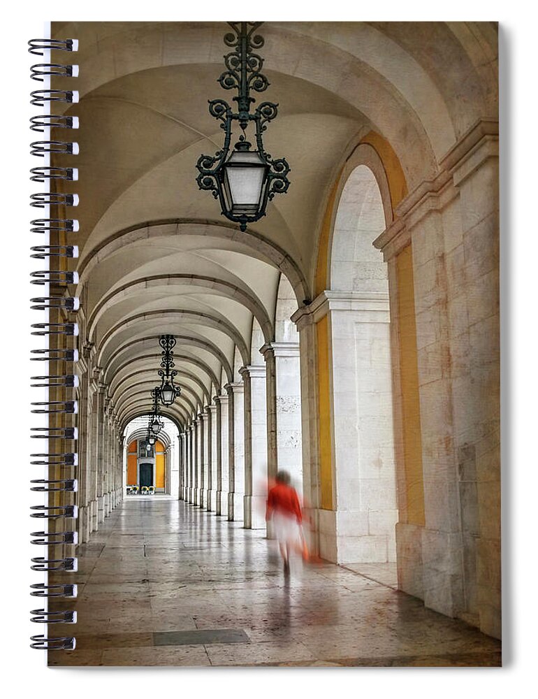 Lisbon Spiral Notebook featuring the photograph Arched Walkway Terreiro do Paco Lisbon Portugal by Carol Japp