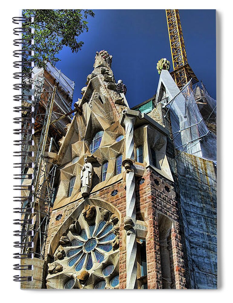 Antoni Gaudi Spiral Notebook featuring the photograph Architectural Detail La Sagrada Families Barcelona Spain by Chuck Kuhn
