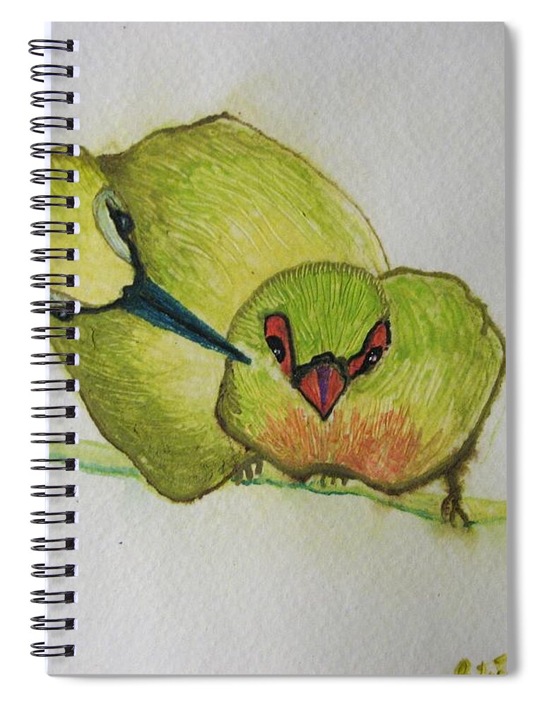 Birds Spiral Notebook featuring the painting Are you Alright by Patricia Arroyo