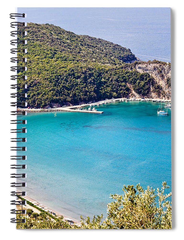 Perdika Spiral Notebook featuring the photograph Arilla beach in Perdika - Greece by Constantinos Iliopoulos