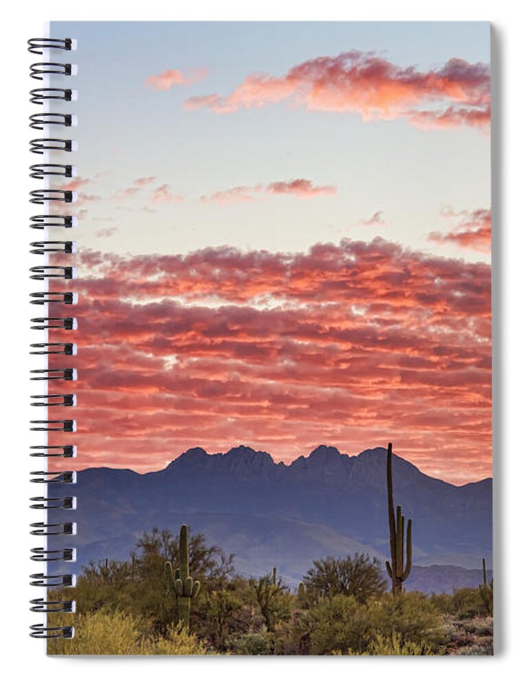 Desert Spiral Notebook featuring the photograph Arizona Four Peaks Mountain Colorful View by James BO Insogna