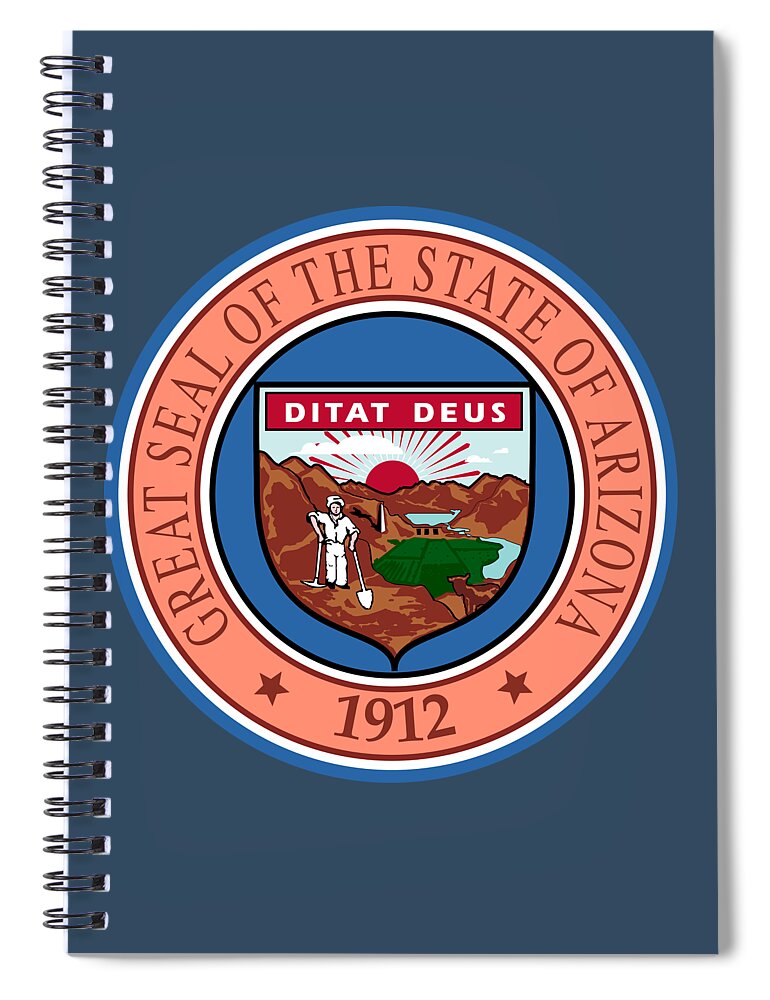 Arizona Spiral Notebook featuring the digital art Arizona State Seal by Movie Poster Prints