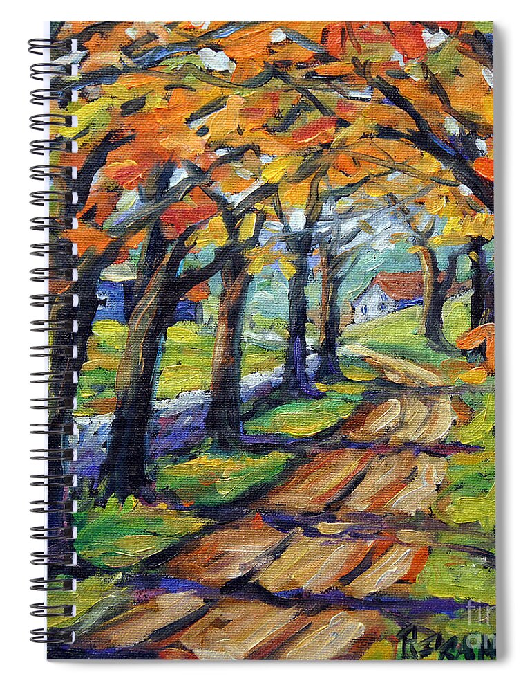 Canadian Landscape Created By Richard T Pranke Spiral Notebook featuring the painting Around The Bend by Prankearts by Richard T Pranke