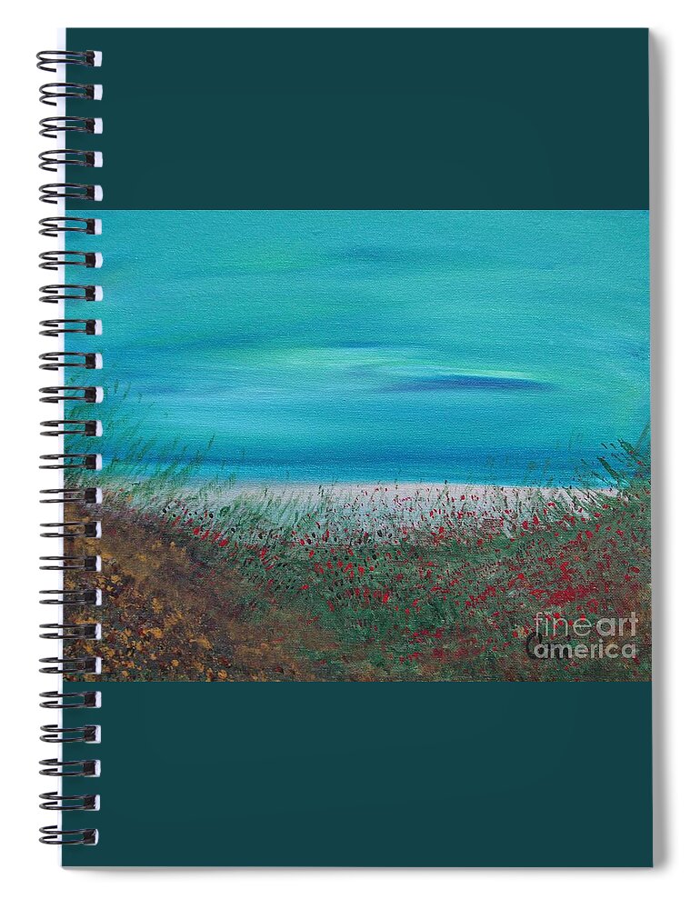 Beach Spiral Notebook featuring the painting Arrival by Corinne Carroll