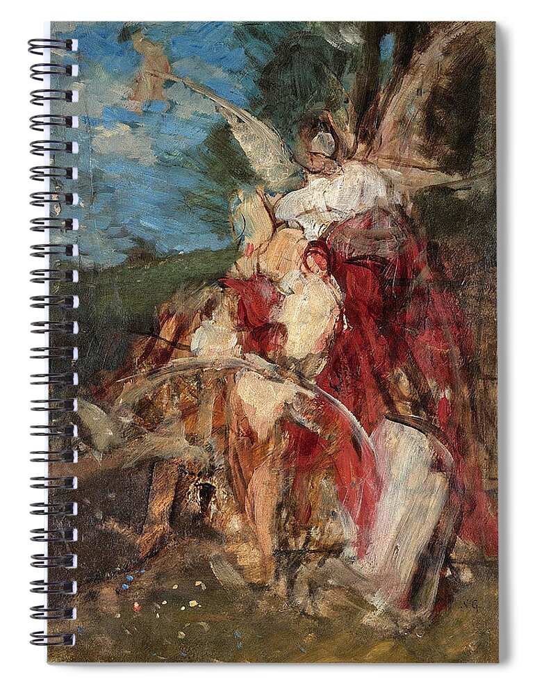 Nikolaos Gyzis Spiral Notebook featuring the painting Art and its Spirits by Nikolaos Gyzis