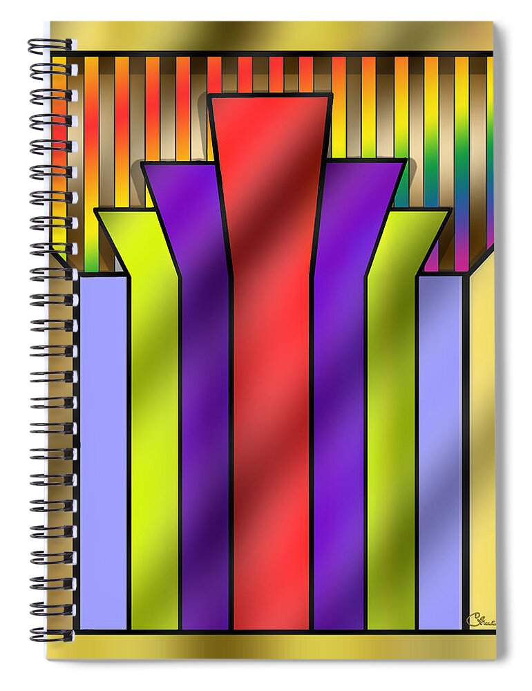 Art Deco 16 A - Chuck Staley Spiral Notebook featuring the digital art Art Deco 16 A by Chuck Staley