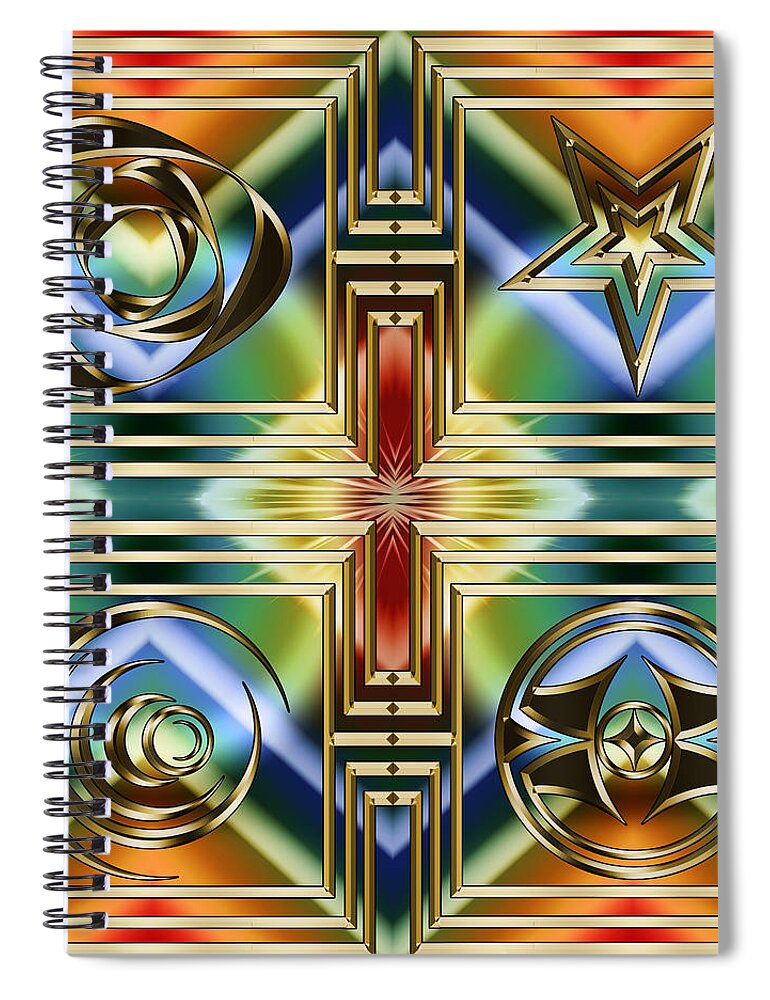 Art Deco Spiral Notebook featuring the digital art Art Deco 4 Panel by Chuck Staley
