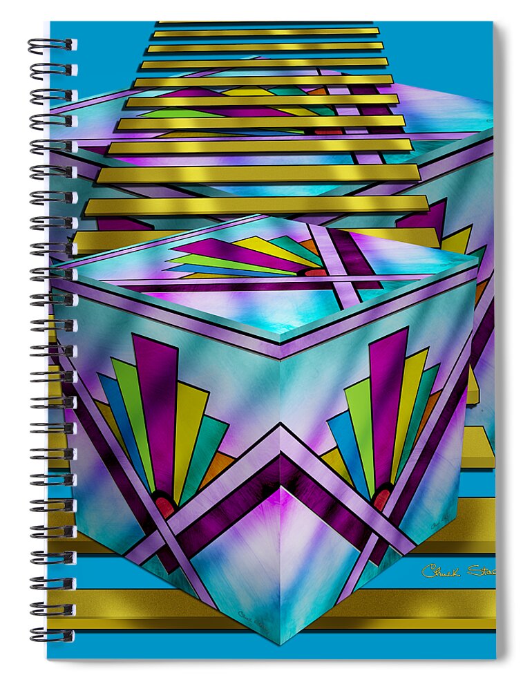 Art Deco Cubes 1 Spiral Notebook featuring the digital art Art Deco Cubes 1 - Transparent by Chuck Staley