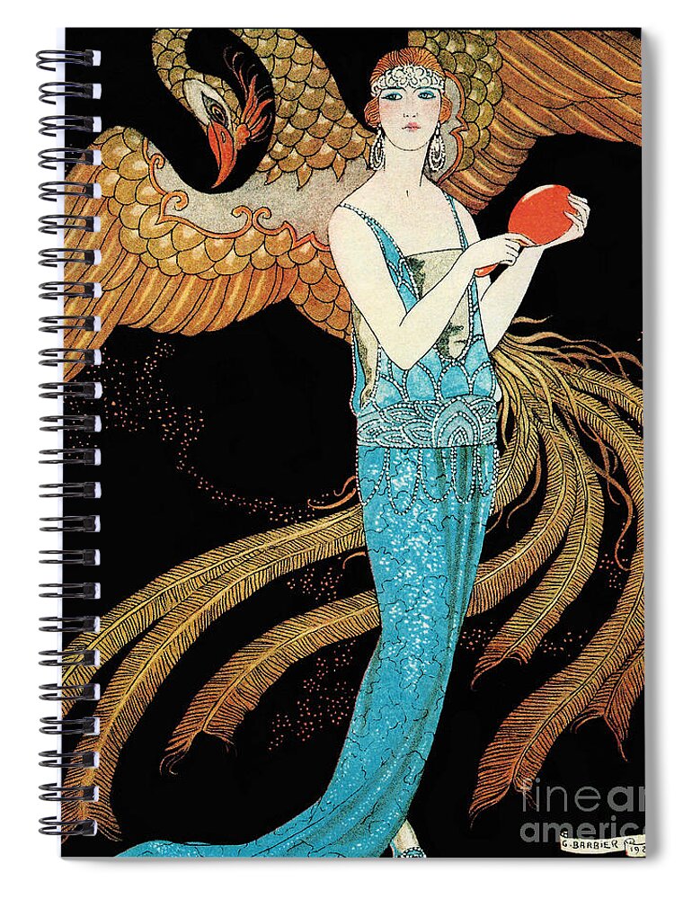 1920s Spiral Notebook featuring the painting Art Deco era fashion illustration by Tina Lavoie