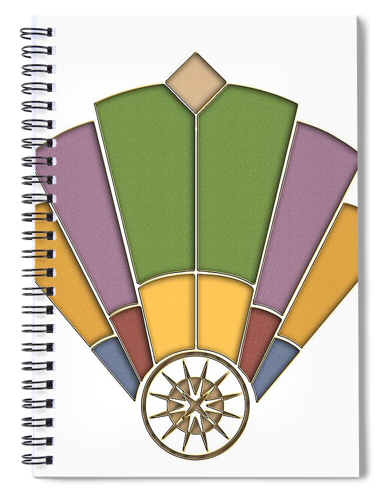 Art Deco Spiral Notebook featuring the digital art Art Deco Fan 2 Transparent by Chuck Staley