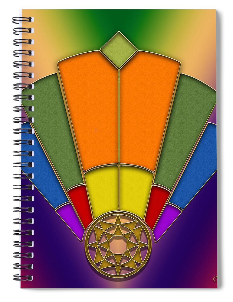 Staley Spiral Notebook featuring the digital art Art Deco Fan 5 by Chuck Staley