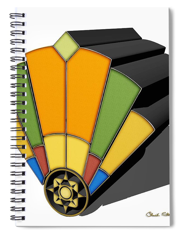 Art Deco Spiral Notebook featuring the digital art Art Deco Fan 8 3 D by Chuck Staley