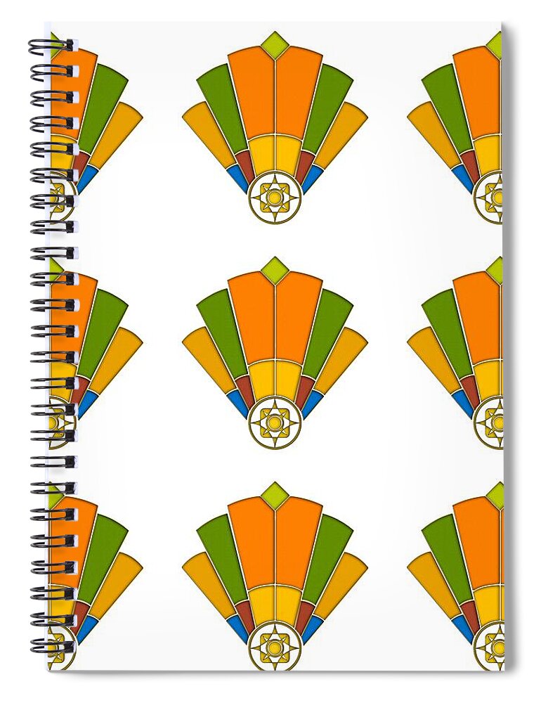 Art Deco Spiral Notebook featuring the digital art Art Deco Fan 8 Multiview by Chuck Staley