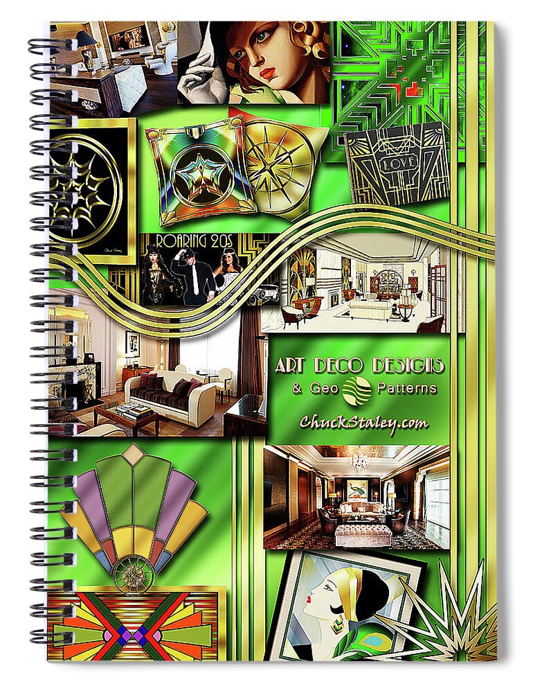Art Deco Spiral Notebook featuring the digital art Art Deco Mood Board by Chuck Staley