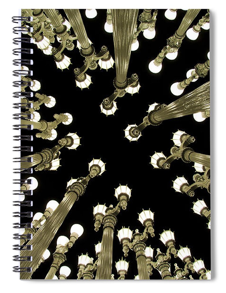 Light Spiral Notebook featuring the photograph Art exhibit in Beverly Hills 30 by Micah May