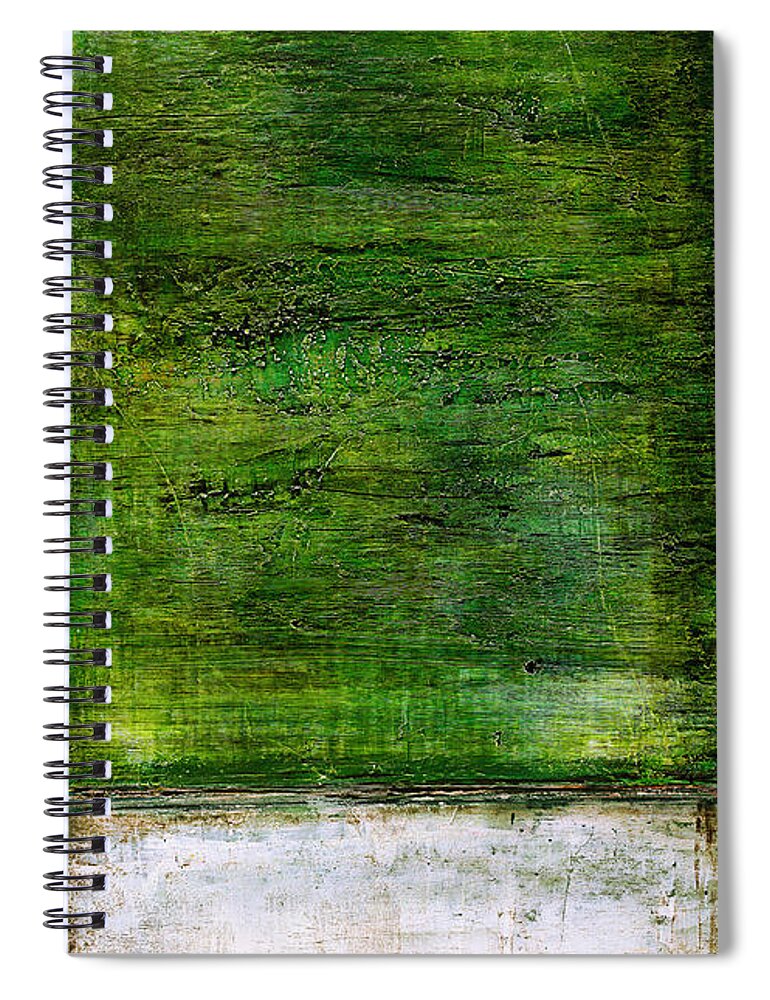 Fine Art Prints Spiral Notebook featuring the painting Art Print Green White by Harry Gruenert