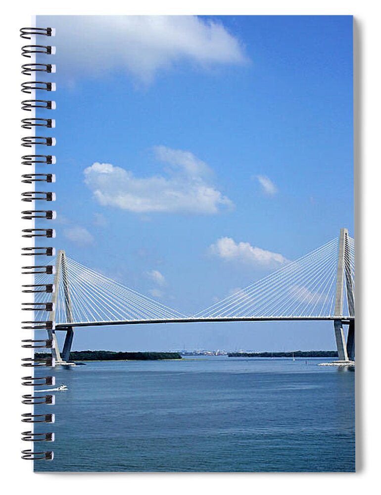 Bridge Spiral Notebook featuring the photograph Arthur Ravenel Jr. Bridge - Charleston by Sharon McConnell