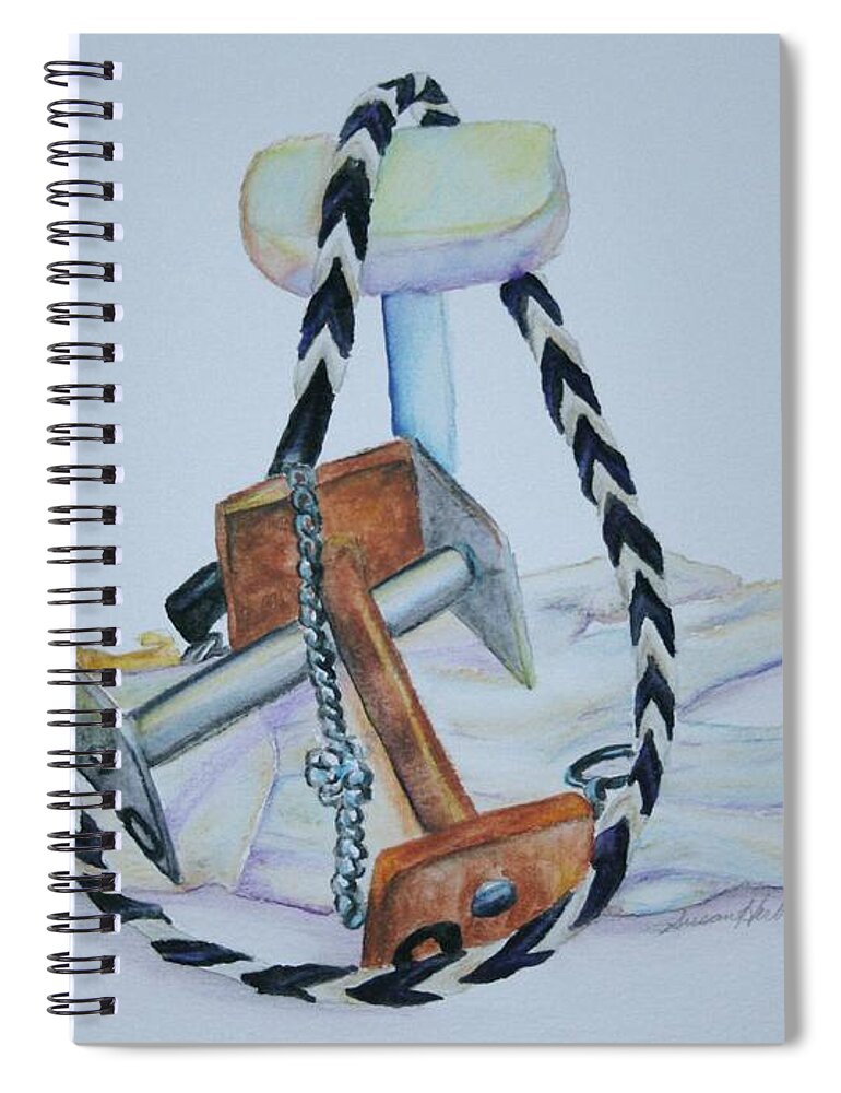 Dumbbells Spiral Notebook featuring the painting Article Pile by Susan Herber