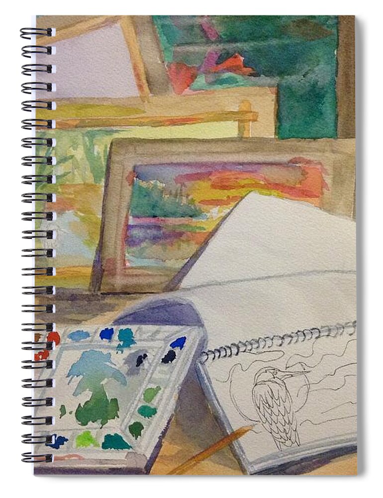 Artist's Studio Spiral Notebook featuring the painting Artists Workspace - Studio by Ellen Levinson