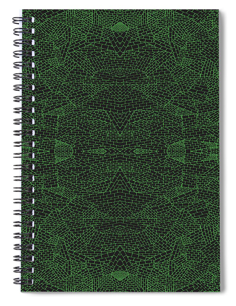 Urban Spiral Notebook featuring the digital art 053 Bricks On Green by Cheryl Turner