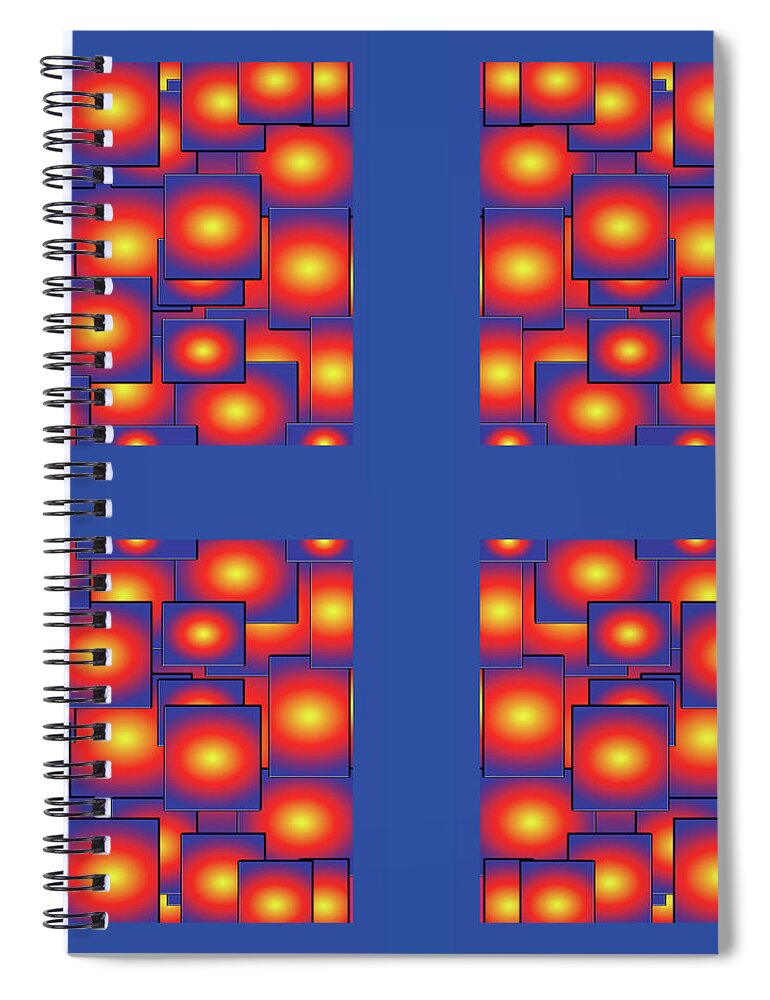 Urban Spiral Notebook featuring the digital art 071 Glowing Squares by Cheryl Turner
