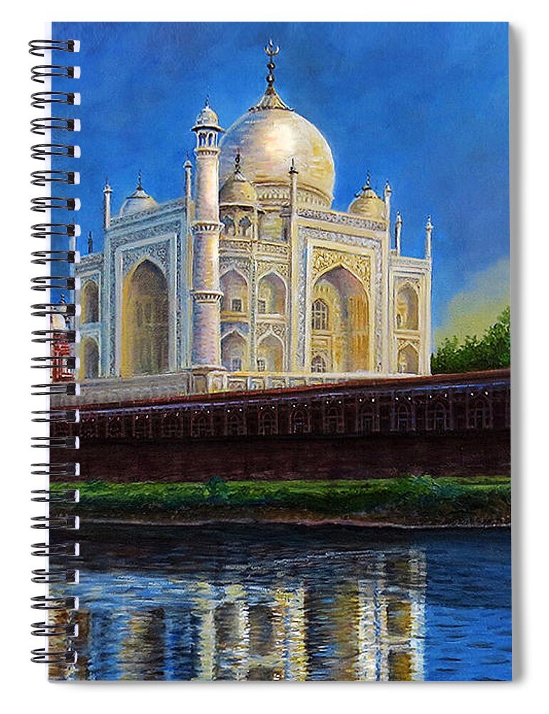 Painting Of The Taj Mahal India Spiral Notebook featuring the painting The Taj Mahal Shrine of Beauty by Regina Femrite