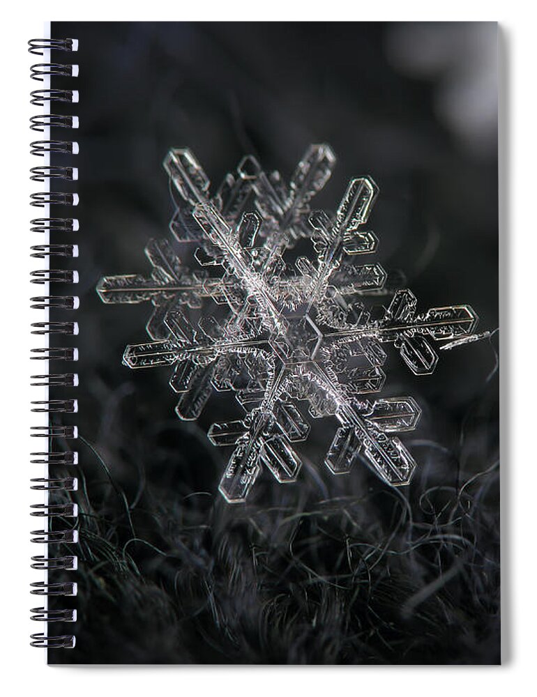 Snowflake Spiral Notebook featuring the photograph Snowflake photo - january 18 2013 grey colors by Alexey Kljatov
