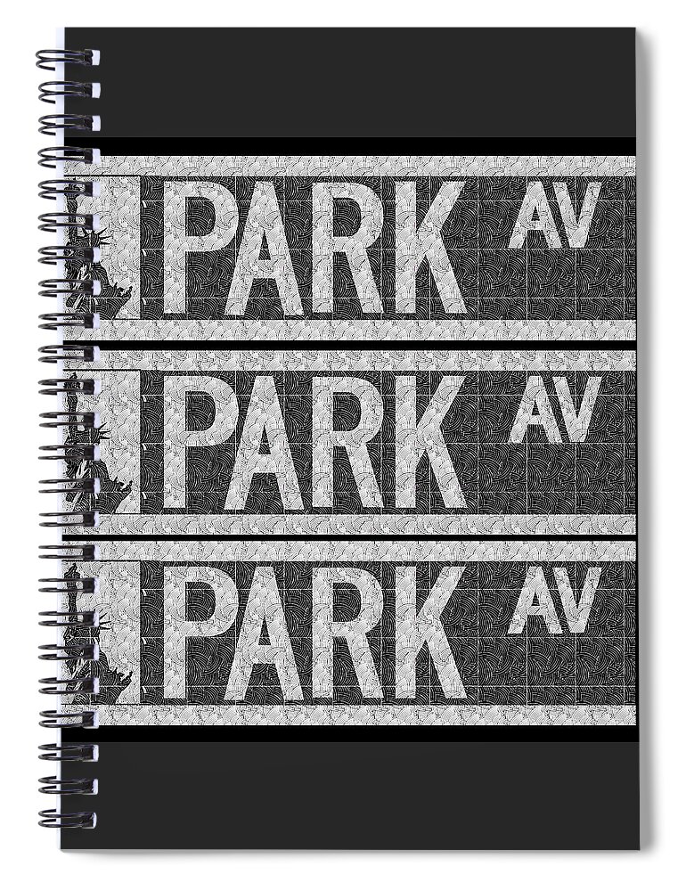 Park Spiral Notebook featuring the painting Park Avenue Deco Swing Street Sign by Cecely Bloom