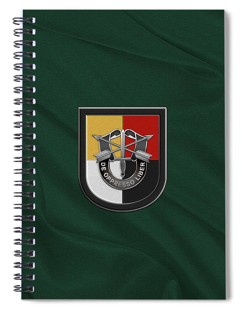 'u.s. Army Special Forces' Collection By Serge Averbukh Spiral Notebook featuring the digital art U. S. Army 3rd Special Forces Group - 3 S F G Beret Flash over Green Beret Felt by Serge Averbukh