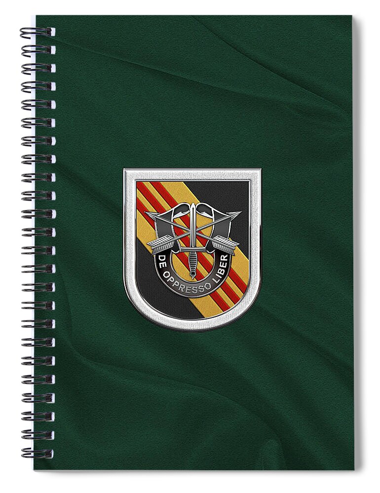 'u.s. Army Special Forces' Collection By Serge Averbukh Spiral Notebook featuring the digital art U. S. Army 5th Special Forces Group Vietnam - 5 S F G Beret Flash over Green Beret Felt by Serge Averbukh