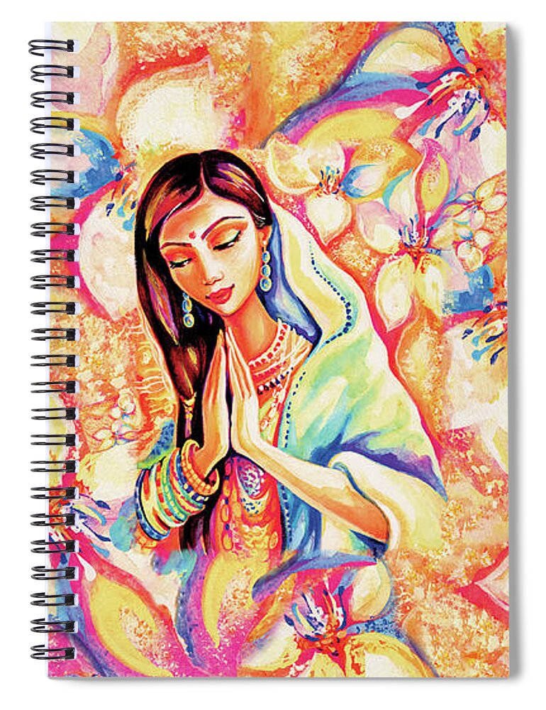 Praying Woman Spiral Notebook featuring the painting Little Himalayan Pray by Eva Campbell
