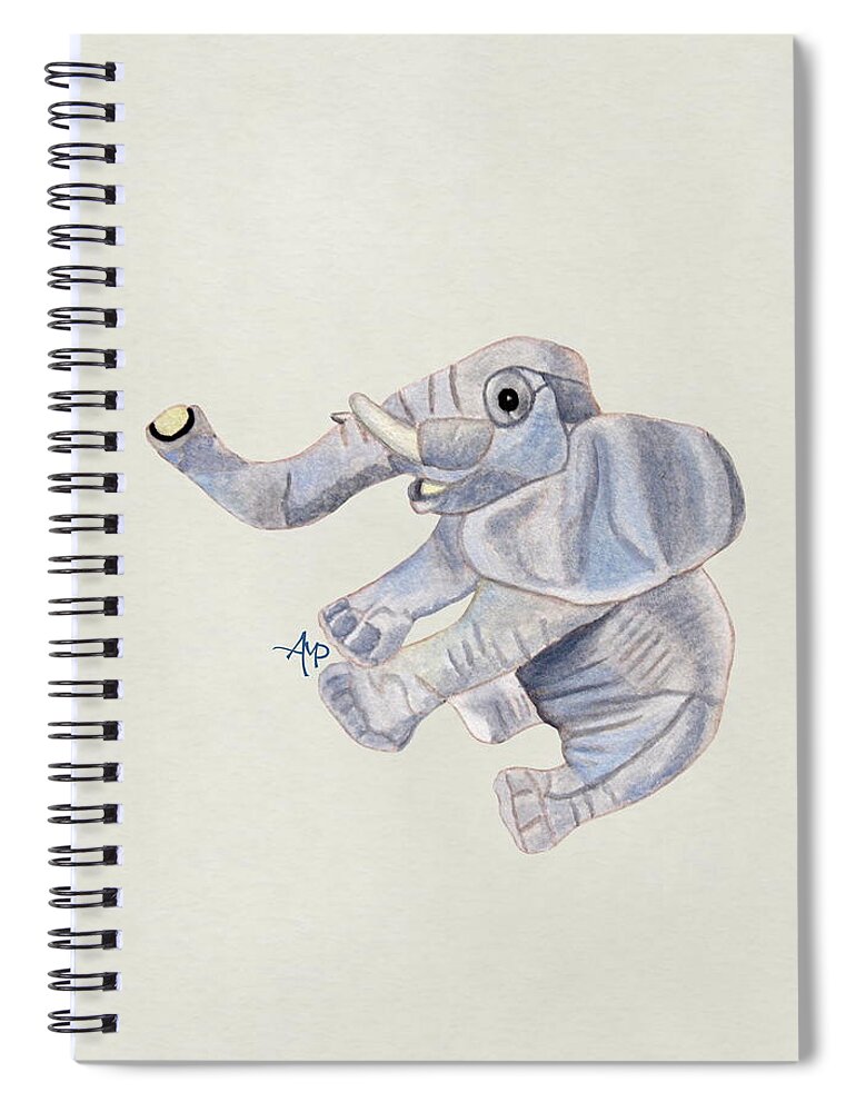 Elephant Spiral Notebook featuring the painting Cuddly Elephant III by Angeles M Pomata