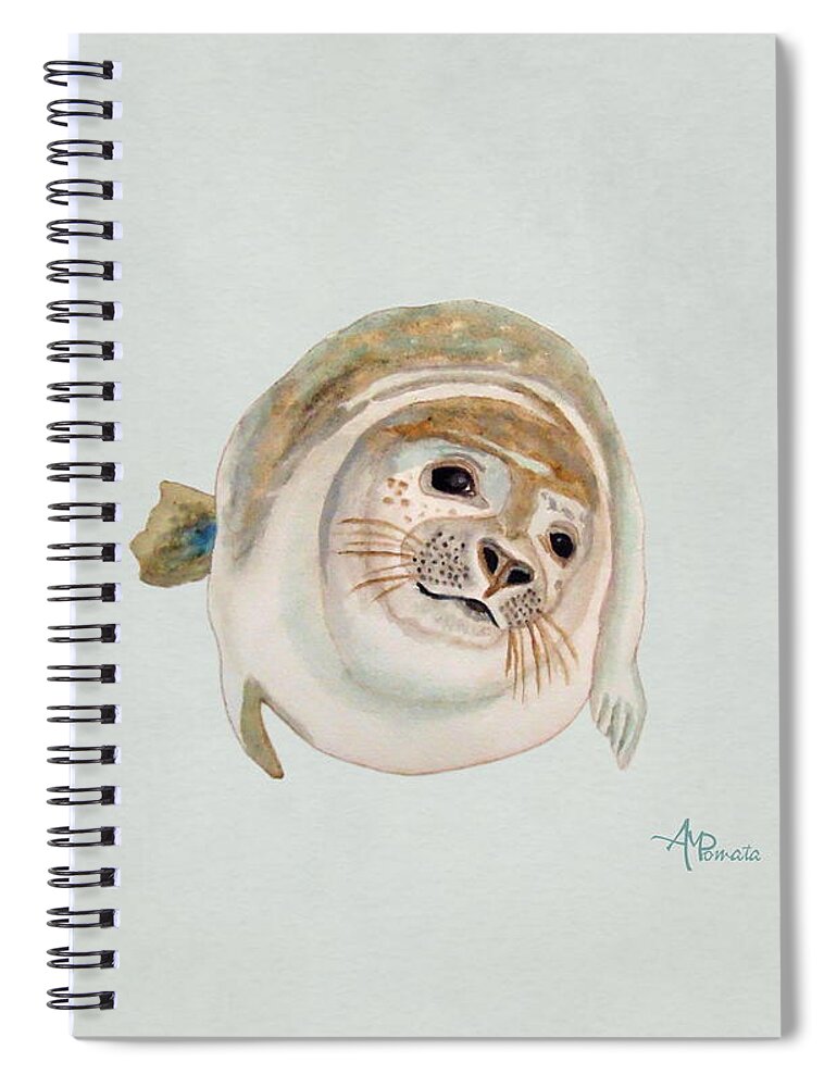 Sea Lion Spiral Notebook featuring the painting Sea Lion Watercolor by Angeles M Pomata