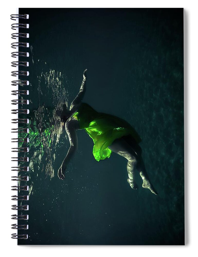 Underwater Spiral Notebook featuring the photograph Yellow Dress by Nicklas Gustafsson