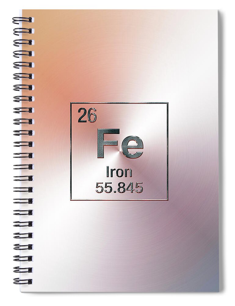 ‘the Elements’ Collection By Serge Averbukh Spiral Notebook featuring the digital art Periodic Table of Elements - Iron Fe by Serge Averbukh