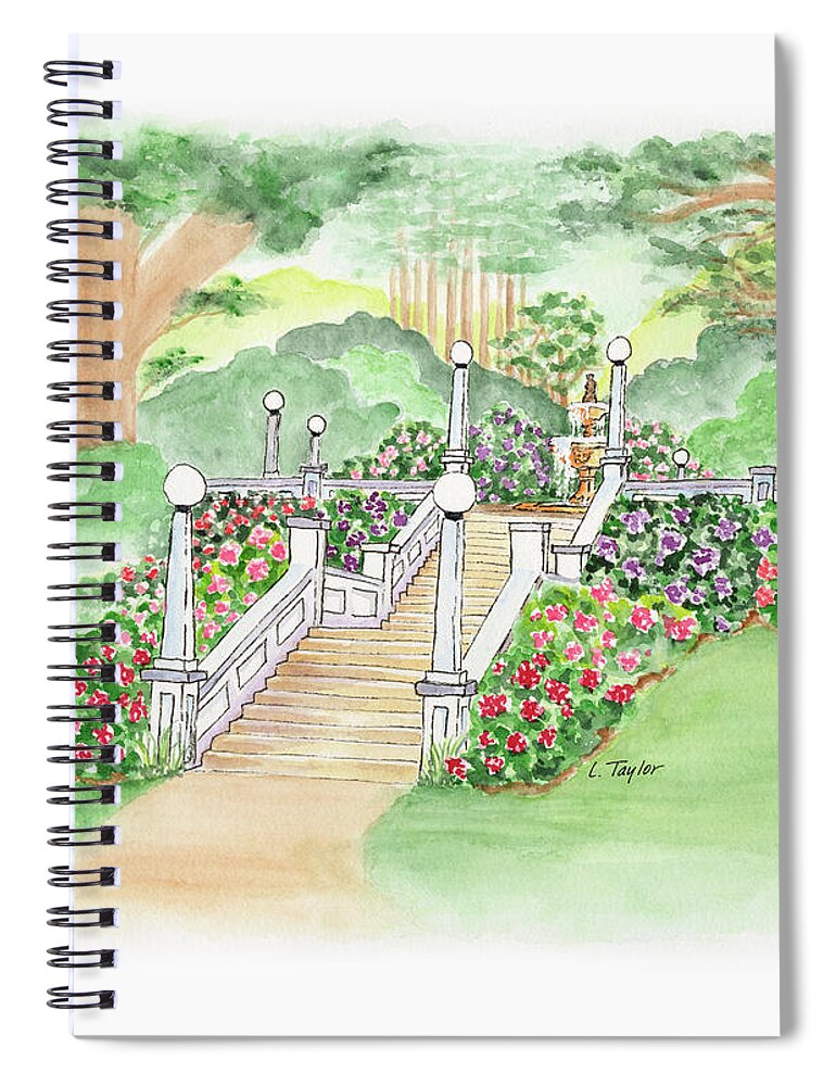 Fountain Spiral Notebook featuring the painting The Fountain by Lori Taylor