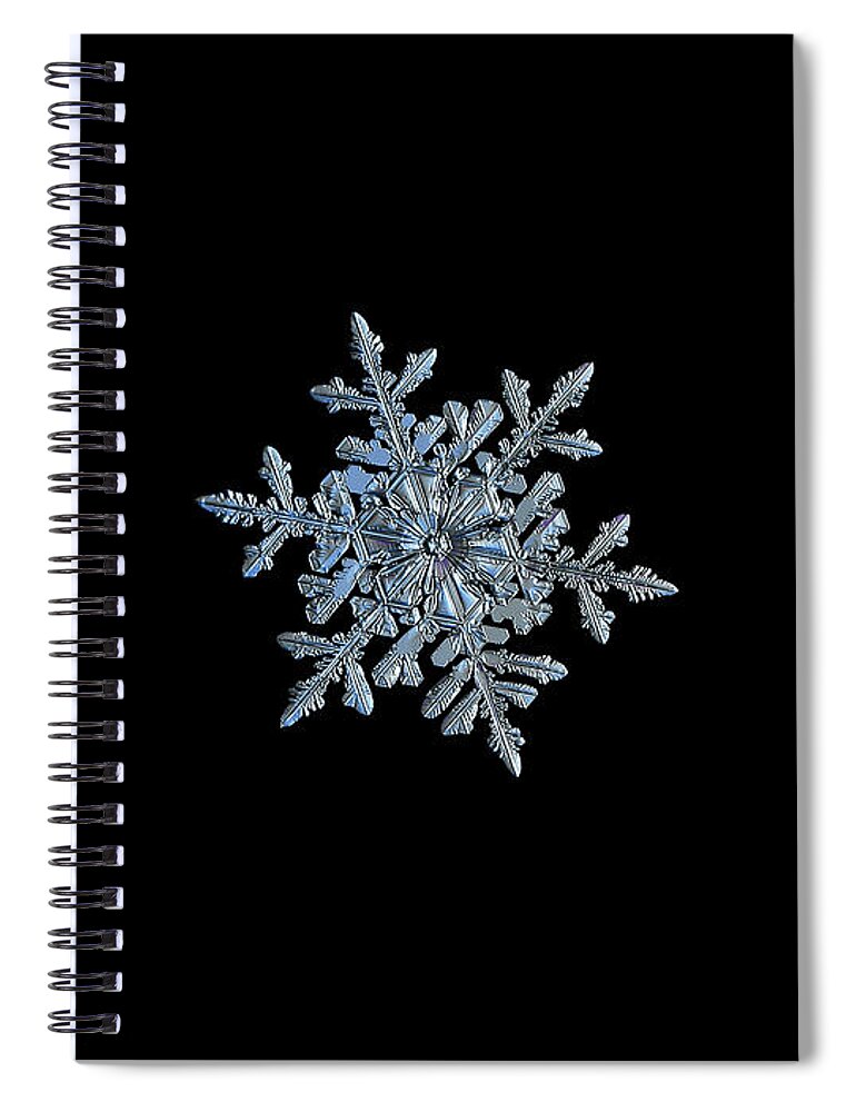 Snowflake Spiral Notebook featuring the photograph Snowflake 2018-02-21 n1 black by Alexey Kljatov