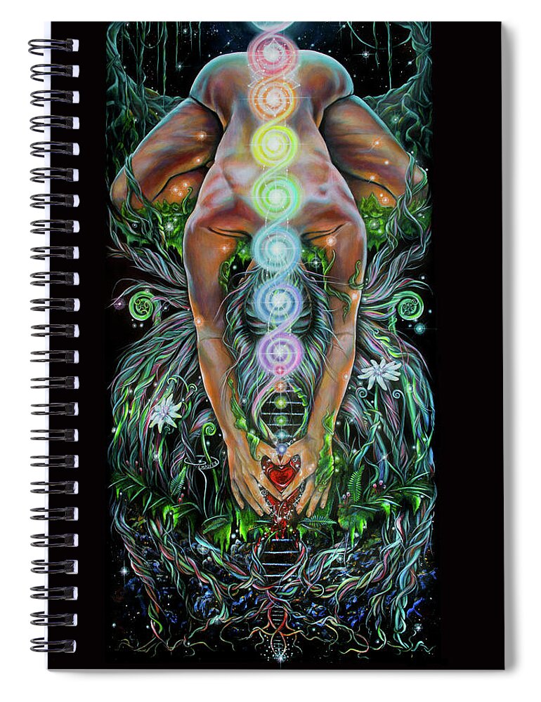 Dna Spiral Notebook featuring the painting Sacred Cycle by Robyn Chance