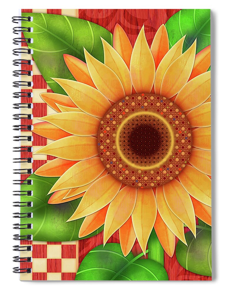 Sunflower Spiral Notebook featuring the digital art Country Sunflower by Valerie Drake Lesiak