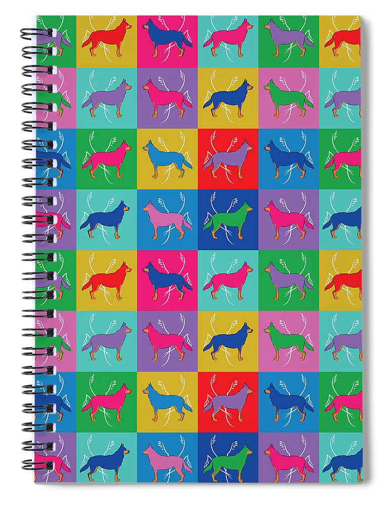 Animal Graphic Spiral Notebook featuring the digital art Pop Art German Shepherd Dogs by MM Anderson