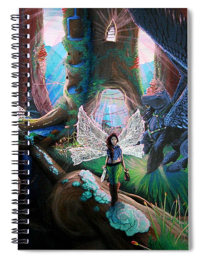 Landscape Spiral Notebook featuring the painting ARWEN Hollow Mountain 5 by M E
